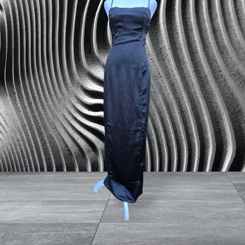 Meshki Black Satin Slip Maxi Dress